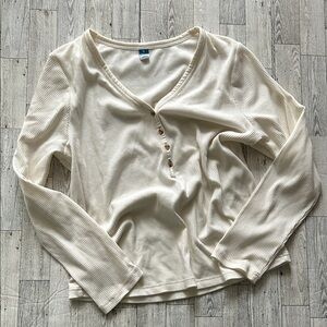 Old Navy fitted long sleeve tub knit Henley top size XL
